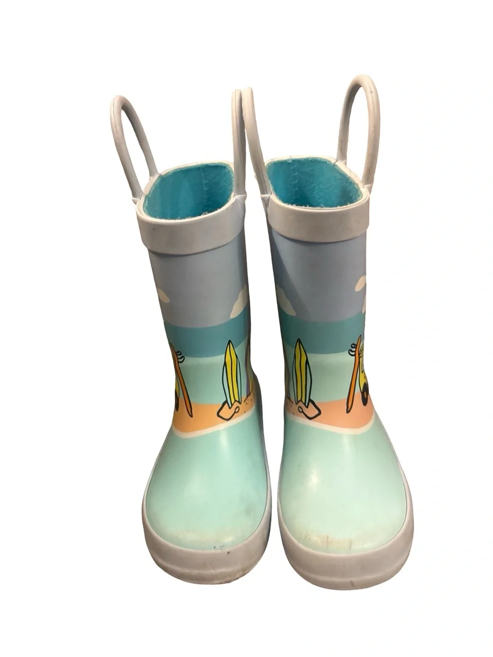 Cat & Jack Pastel Blue & Aqua Surf Van Camoer Kids Rain Boots Toddler Size 6